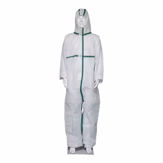 Combinaison de protection contre les produits chimiques de type 4/5/6 avec capuche élastique Combinaison jetable respirante antistatique