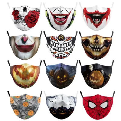 Design de mode taille adulte tissu de coton réutilisable personnalisé fête de luxe faveur horreur diable Festival Halloween masque à vendre