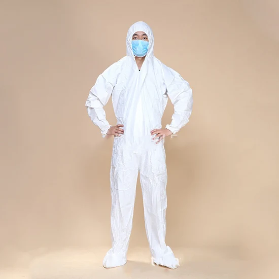 Vêtements de protection non tissés blancs microporeux jetables d'OEM de type 5/6b